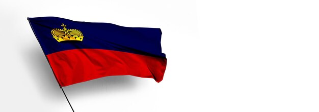 Bandeira do país de Liechtenstein renderização 3D e imagem de fundo branco