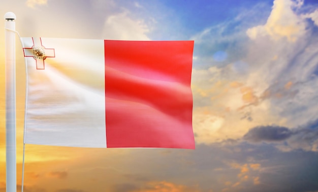 bandeira do país de malta, bandeira de ondulação 3d isolada,