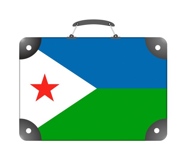 Bandeira do país Djibuti na forma de uma mala de viagem em um fundo branco - ilustração