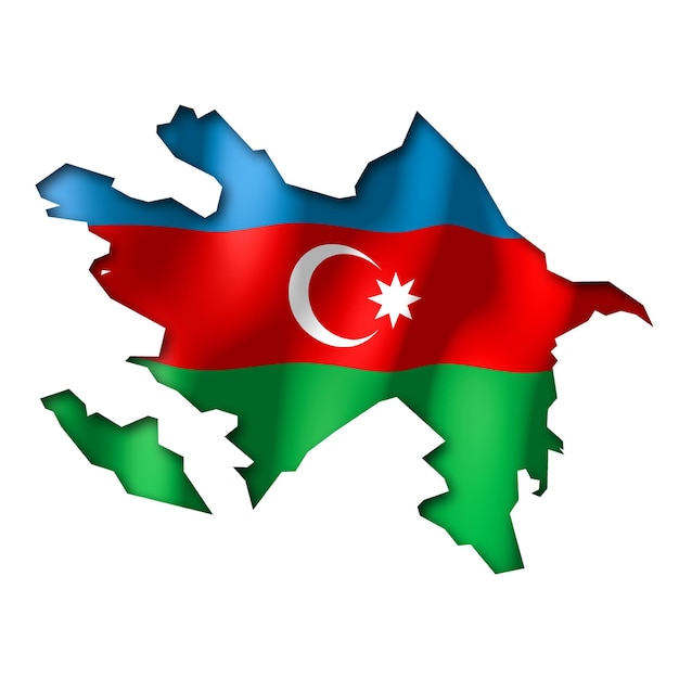 Bandeira do país do Azerbaijão e fronteira em fundo branco