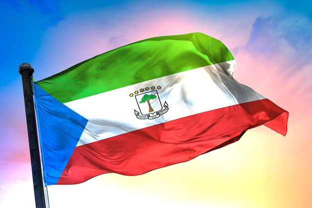 bandeira do país equatorial_guinea, bandeira 3d e cor de fundo.