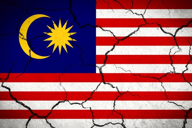 Bandeira do país rachada da Malásia