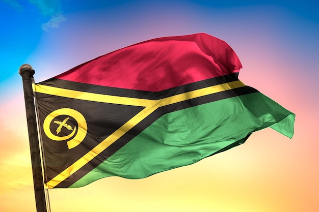 bandeira do país vanuatu, bandeira 3d e cor de fundo.