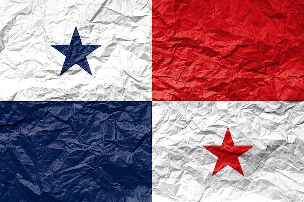 Foto bandeira do panamá em papel amassado fundo texturizado