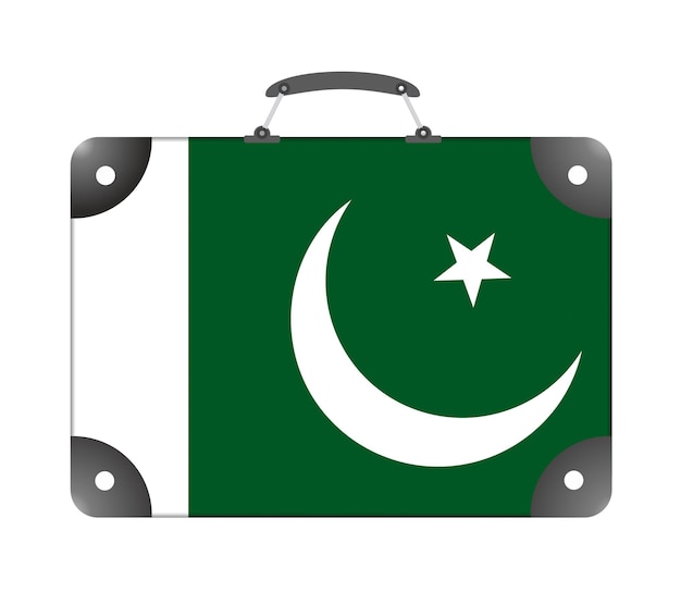 Foto bandeira do paquistão sob a forma de uma mala de viagem em um fundo branco - ilustração