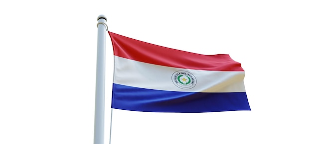 Bandeira do paraguai 3d bandeira em um fundo branco