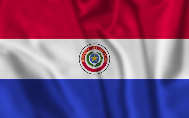 Bandeira do Paraguai acenando closeup com imagem de alta qualidade com textura de tecido