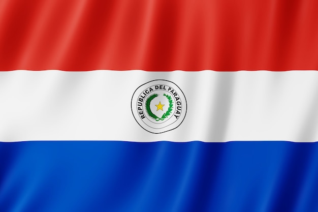 Bandeira do Paraguai balançando ao vento.