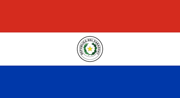 Foto bandeira do paraguai em cores oficiais e proporção corretamente