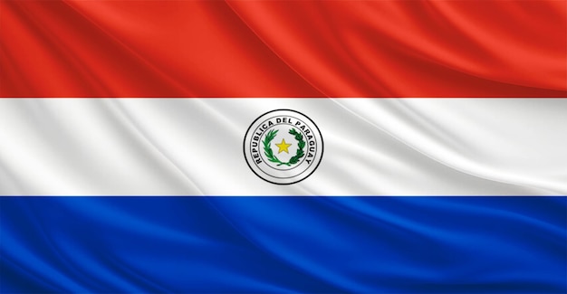 Bandeira do Paraguai voando no vento