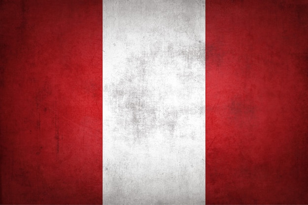 Bandeira do Peru com textura grunge.