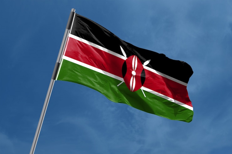 Bandeira do Quênia acenando