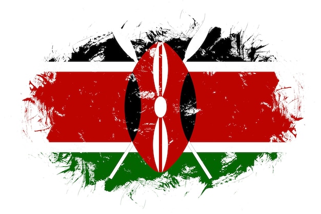 Bandeira do Quênia em fundo de pincel de traçado abstrato