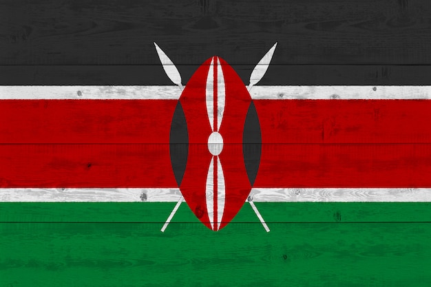 Bandeira do Quênia pintada na prancha de madeira velha