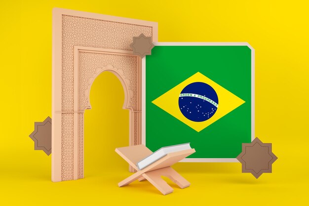 Foto bandeira do ramadã brasil e fundo islâmico