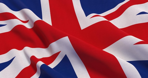 Bandeira do Reino Unido colocada e dobrada com textura de tecido