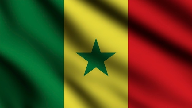 Bandeira do Senegal balançando ao vento com fundo estilo 3d