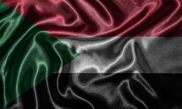 Bandeira do Sudão - bandeira de tecido do país do Sudão, fundo da bandeira por têxteis.