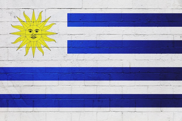 Bandeira do Uruguai pintada em uma parede