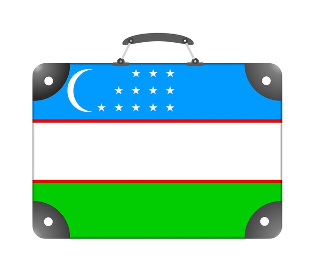 Bandeira do Uzbequistão na forma de uma mala de viagem em um fundo branco - ilustração