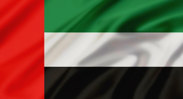 Bandeira dos Emirados Árabes Unidos voando no vento