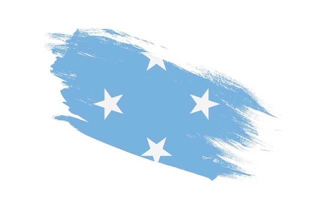 Bandeira dos Estados Federados da Micronésia com pincelada pintada efeitos sobre fundo branco isolado