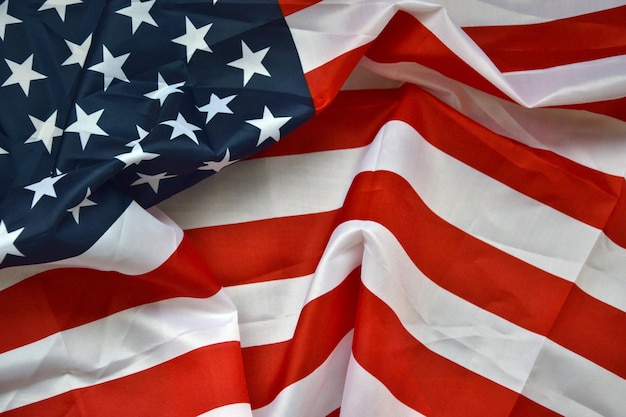 Bandeira dos Estados Unidos da América com muitas dobras