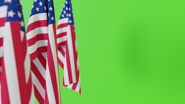 Bandeira dos Estados Unidos da América com tela verde Chroma BG