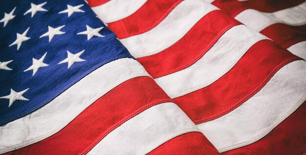 Foto bandeira dos estados unidos da américa símbolo do signo dos estados unidos de américa vista de fundo em close-up