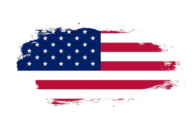 Bandeira dos estados unidos em fundo de pincel de traço branco
