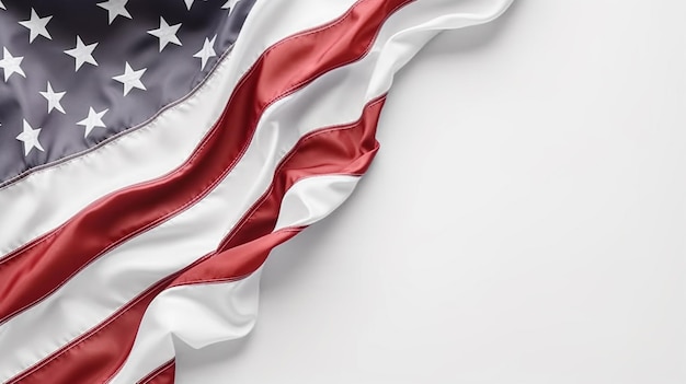 Bandeira dos EUA com fundo branco simples criada com tecnologia de IA generativa