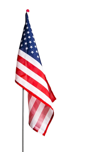 Foto bandeira dos eua em fundo branco com traçado de recorte