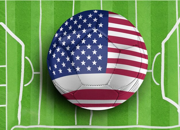 Foto bandeira dos eua em uma bola de futebol