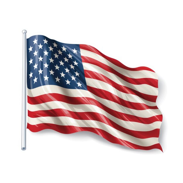 Bandeira dos EUA isolada no fundo branco Dia dos EUA