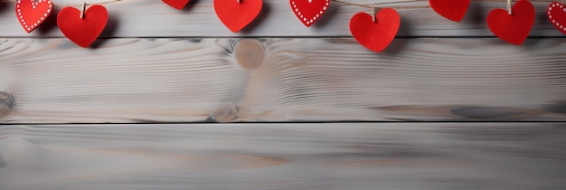 Bandeira em branco com moldura de corações vermelhos e decoração de valentine com espaço para texto