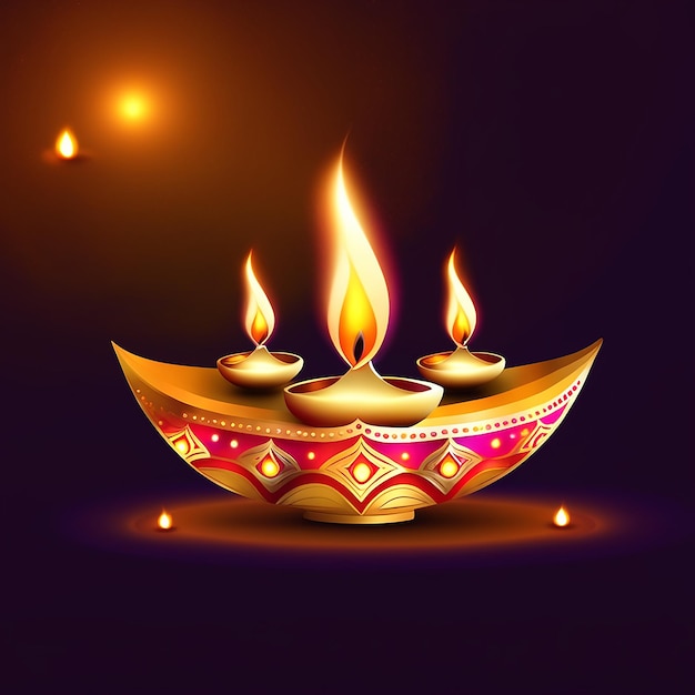 Bandeira em branco do Feliz Diwali Graffiti de Letras Feliz Ilustração de Diwali De Burning Diya
