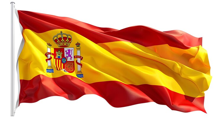 Foto bandeira espanhola vibrante isolada em fundo branco