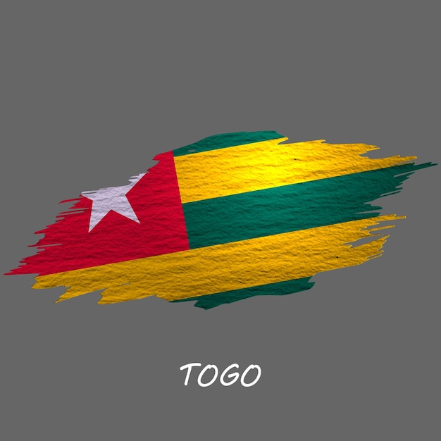 Bandeira estilo grunge do fundo do traçado de pincel do Togo