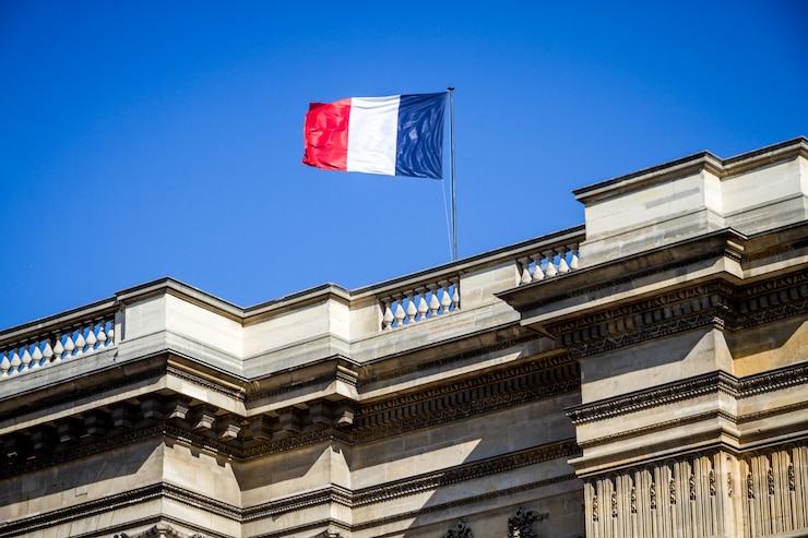 Foto bandeira francesa no panteão, paris