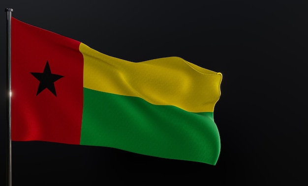 Bandeira Guiné-Bissau Tecido bandeira Guiné-Bissau no fundo preto