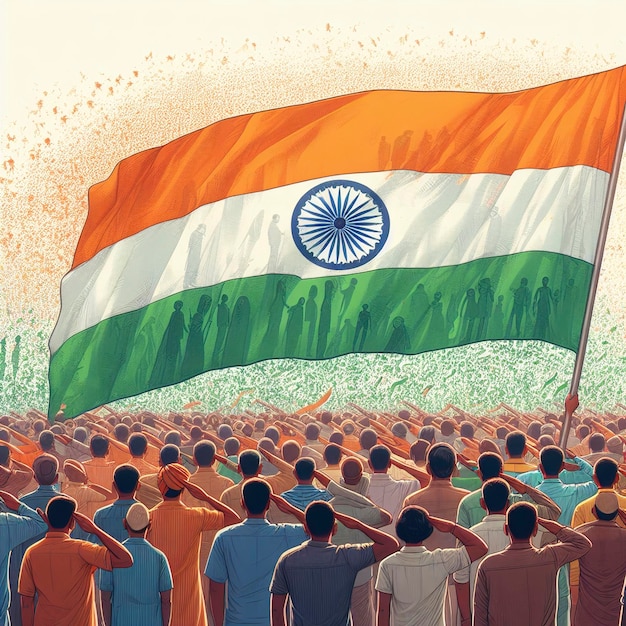 Bandeira indiana no dia da independência da Índia