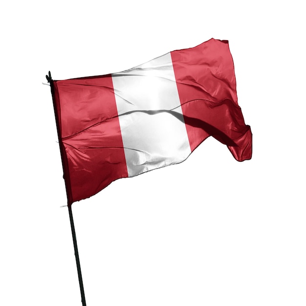 Bandeira isolada do Peru em fundo branco