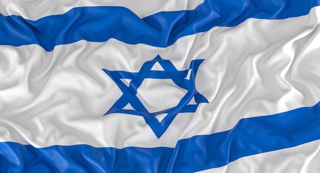 Bandeira israelense com dobras 3d renderização