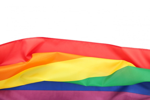 Foto bandeira lgbt arco-íris isolada no fundo branco