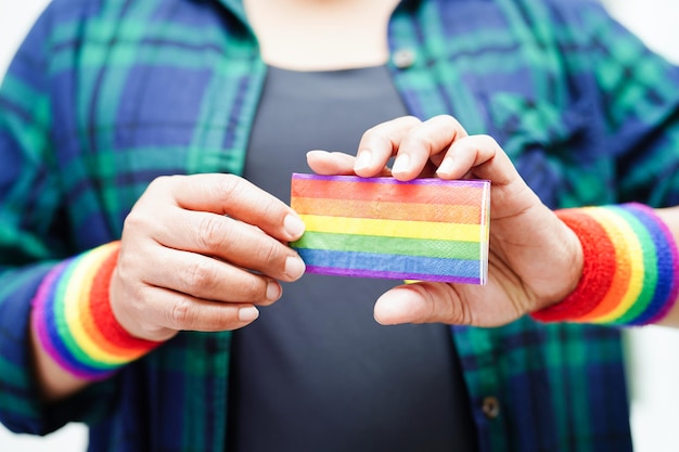 Bandeira LGBT, cor do arco-íris, símbolo de amor, mês do orgulho, em junho, ilustração do vetor