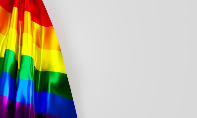 Bandeira LGBTQ com espaço de cópia. pode ser usado modelo, plano de fundo. Renderização em 3D