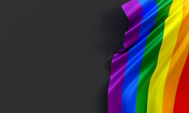 Foto bandeira lgbtq com espaço de cópia. pode ser usado modelo, plano de fundo. renderização em 3d