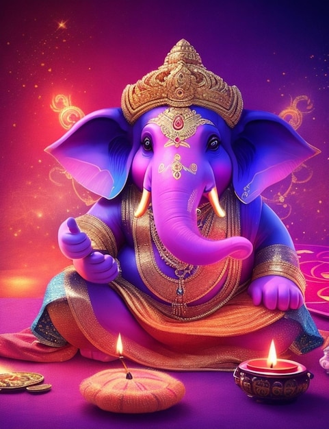 bandeira mágica vibrante de Ganesha Diwali