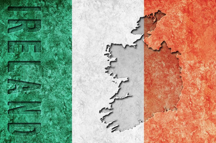 Foto bandeira metálica da irlanda bandeira texturizada