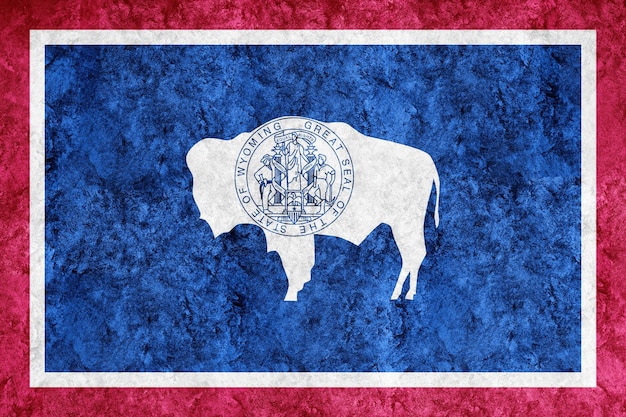 Bandeira metálica do estado de Wyoming, fundo da bandeira de Wyoming Textura metálica